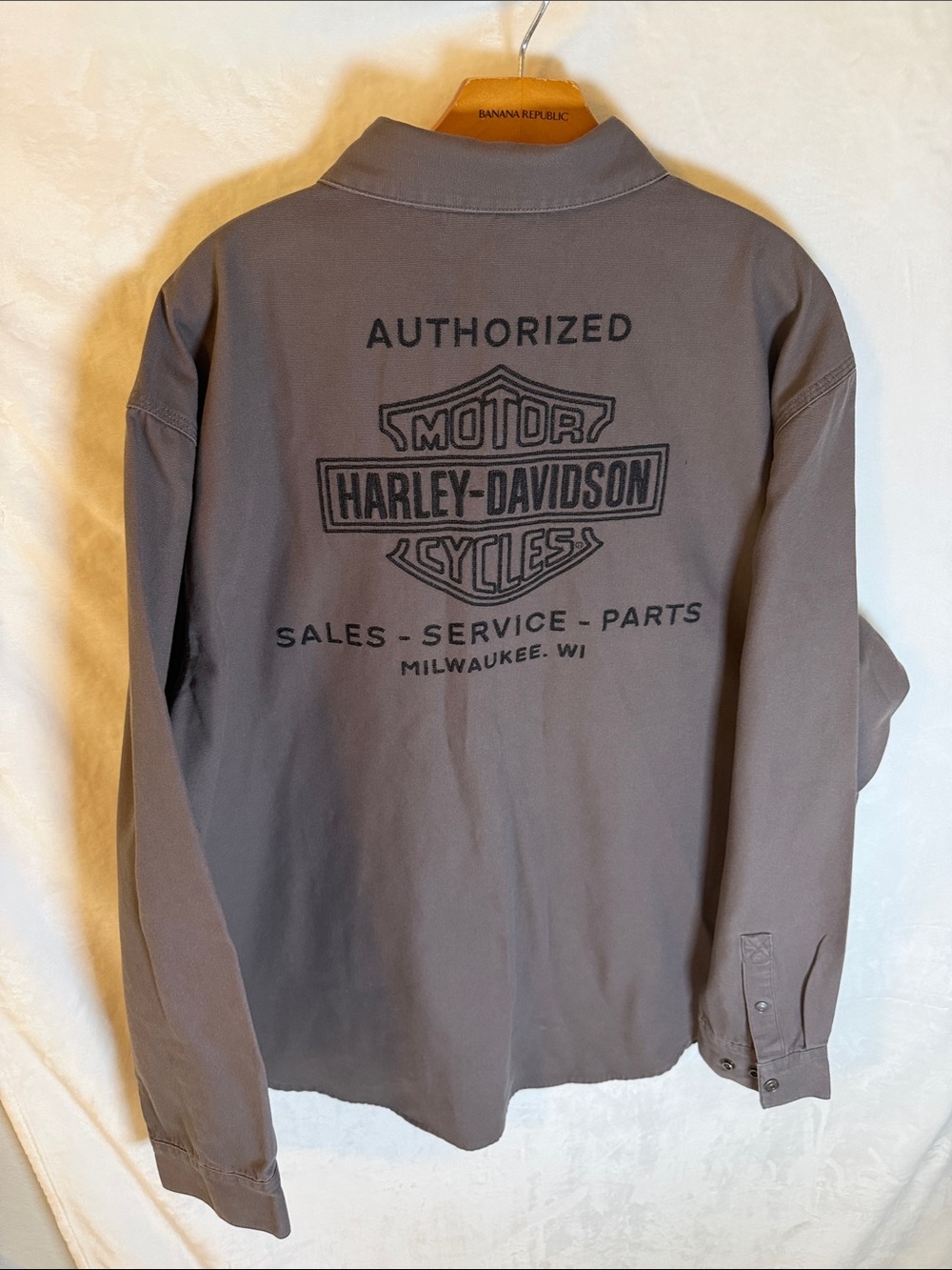 Harley-Davidson Brown Snap-Front Lightweight Shirt Jacket - Picture 5 of 7